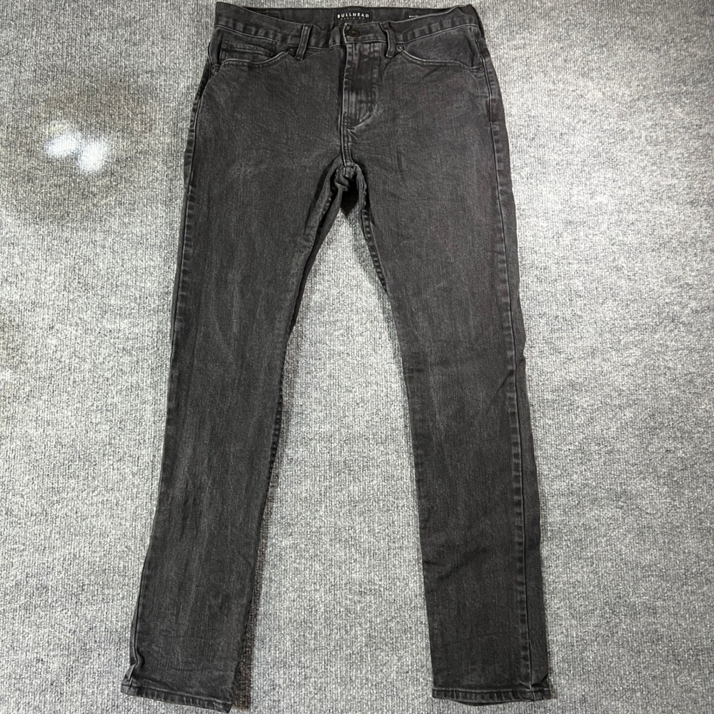 Bullhead Denim Co Mens Slim Fit Jeans Faded Black Wash Size 31x32 Streetwear